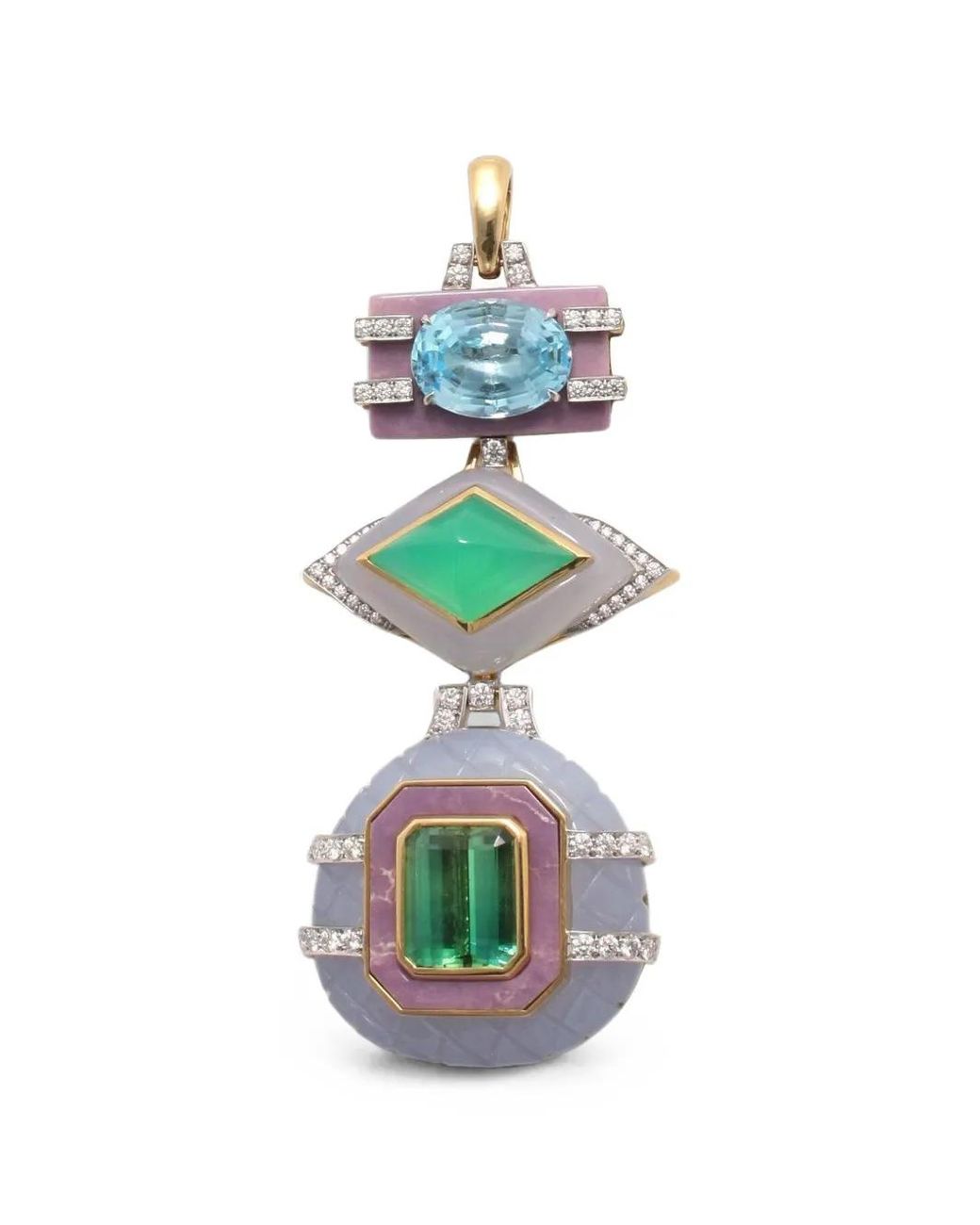 David Webb White Totem Aquamarine And Diamond Pendant