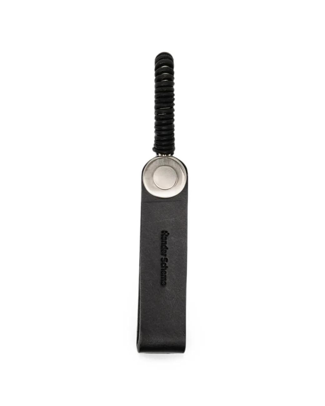 Hender Scheme White Logo-Debossed Leather Key Ring for men
