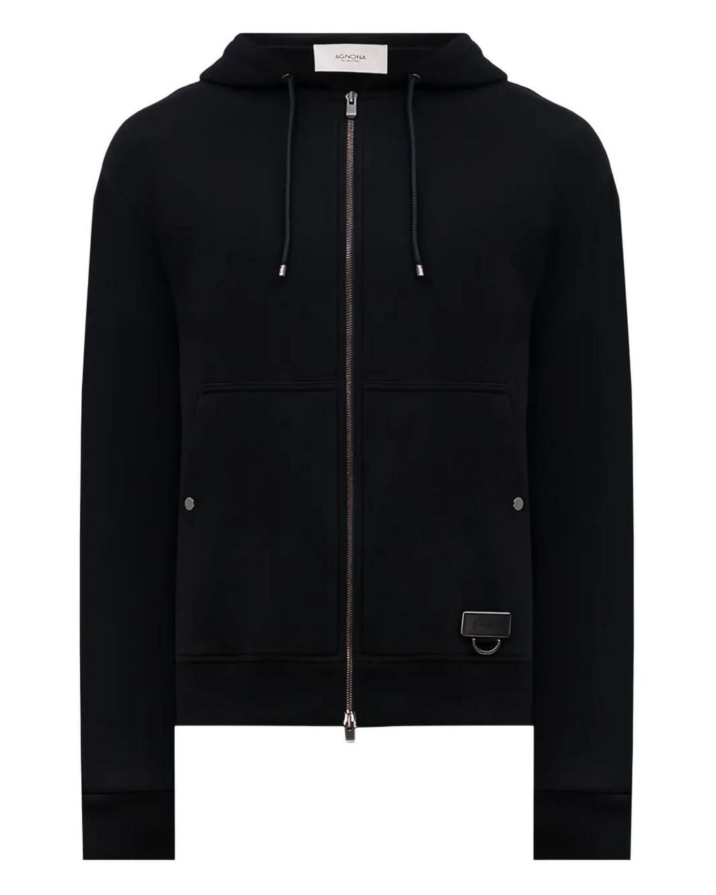 Agnona Black Hooded Zip Sweater for men