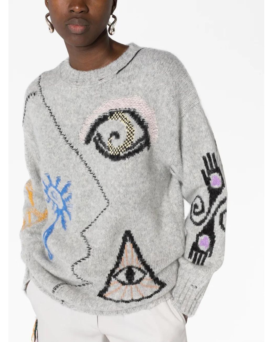 Stella McCartney White Folk Graphic-Embroidered Jumper
