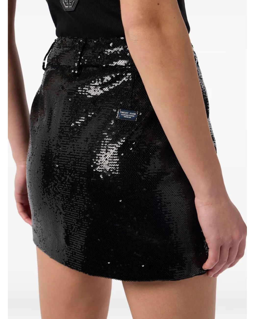 Philipp Plein Black Sequin Mini Skirt