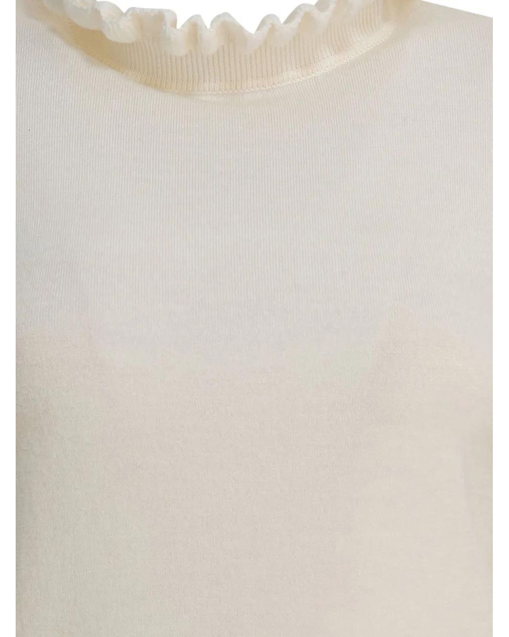 McQueen White Ruffled Sweater