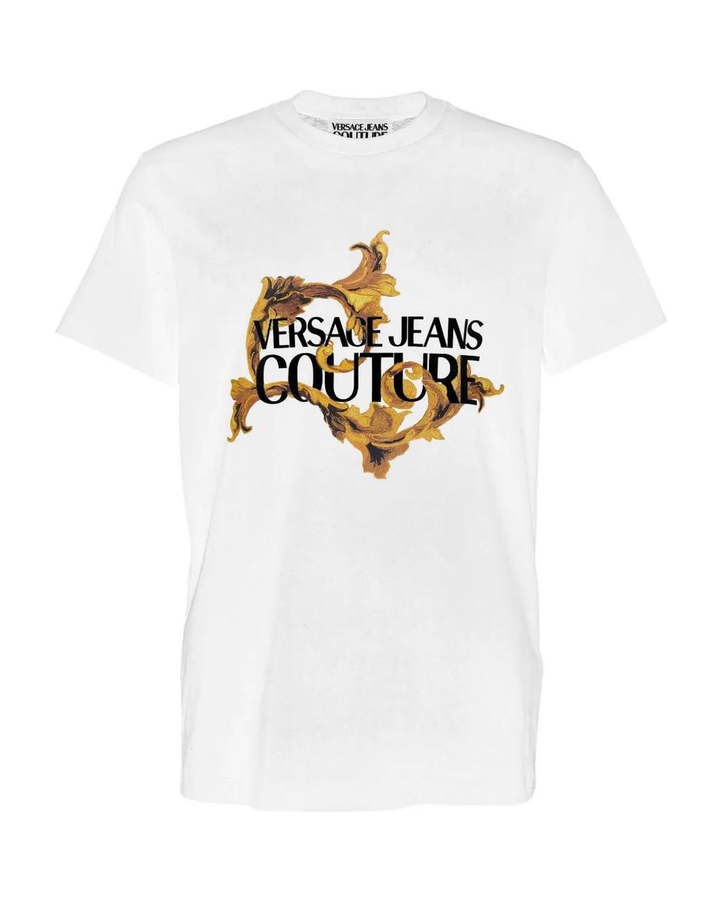 Versace Jeans Couture White Baroque-Print T-Shirt for men