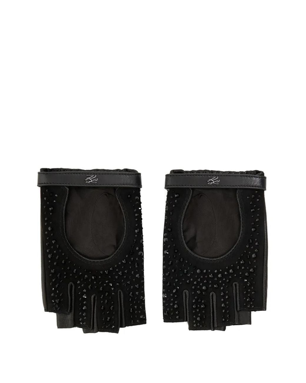 Karl Lagerfeld Black Fingerless Gloves