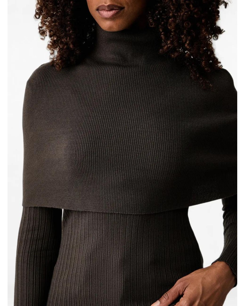 Twinset Black Ribbed-Knit Detachable-Collar Sweater