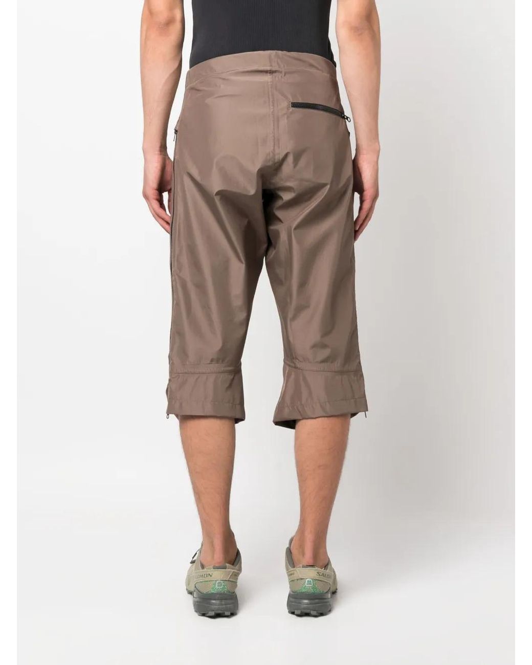 GR10K Brown Buckle-Fastening Satin Cropped Trousers for men