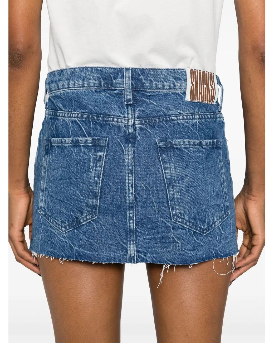 Mother Blue The Fun Dip Micro Cut Denim Miniskirt