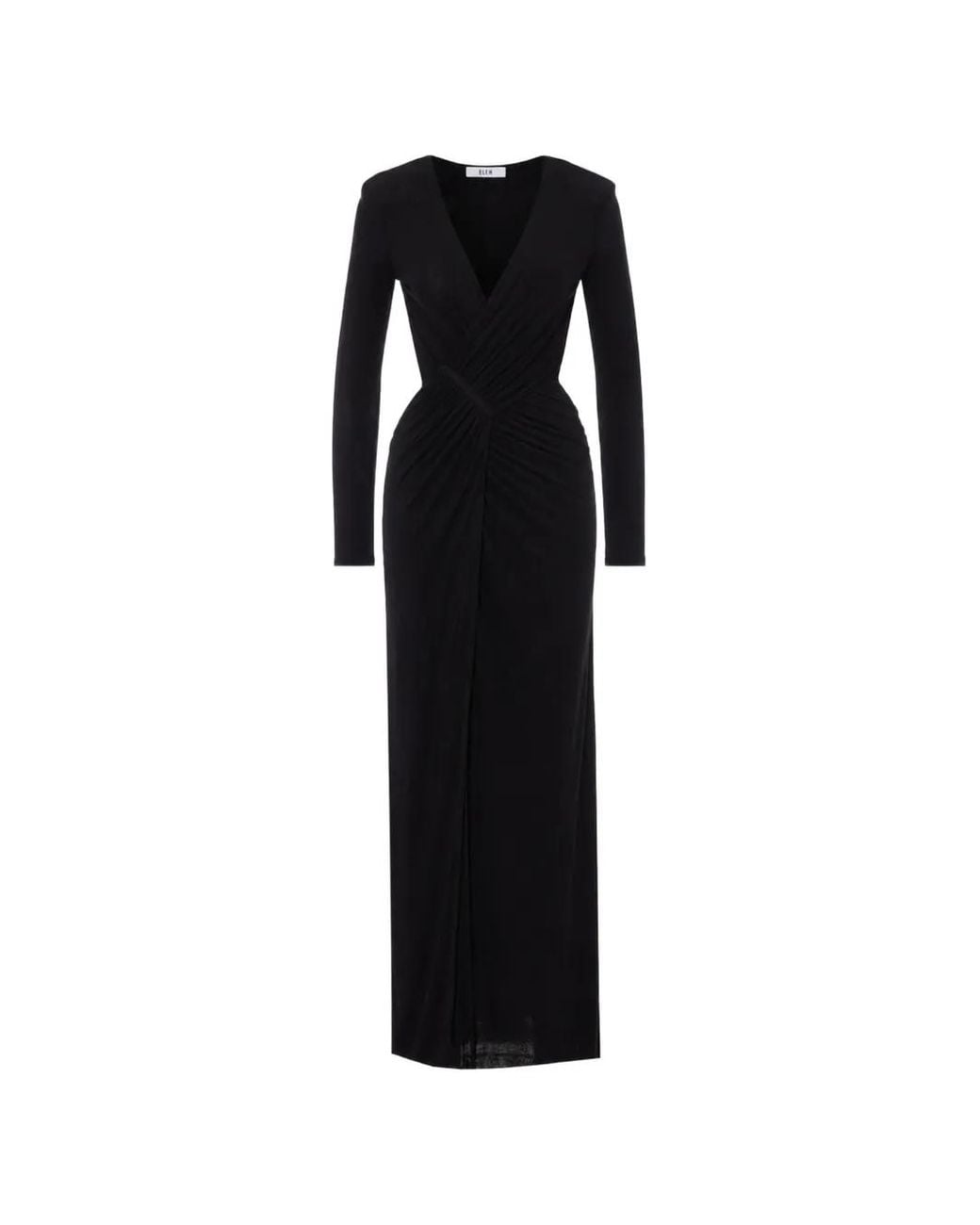 ELEH Black Ruched Maxi Dress