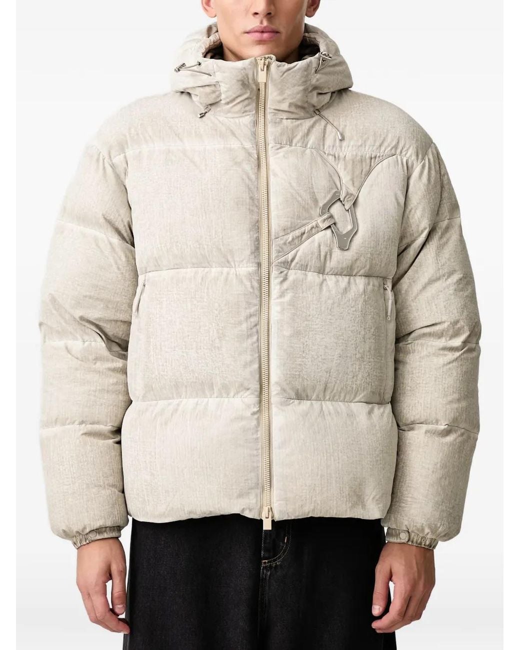 HELIOT EMIL Natural Carabiner Hooded Puffer Jacket for men