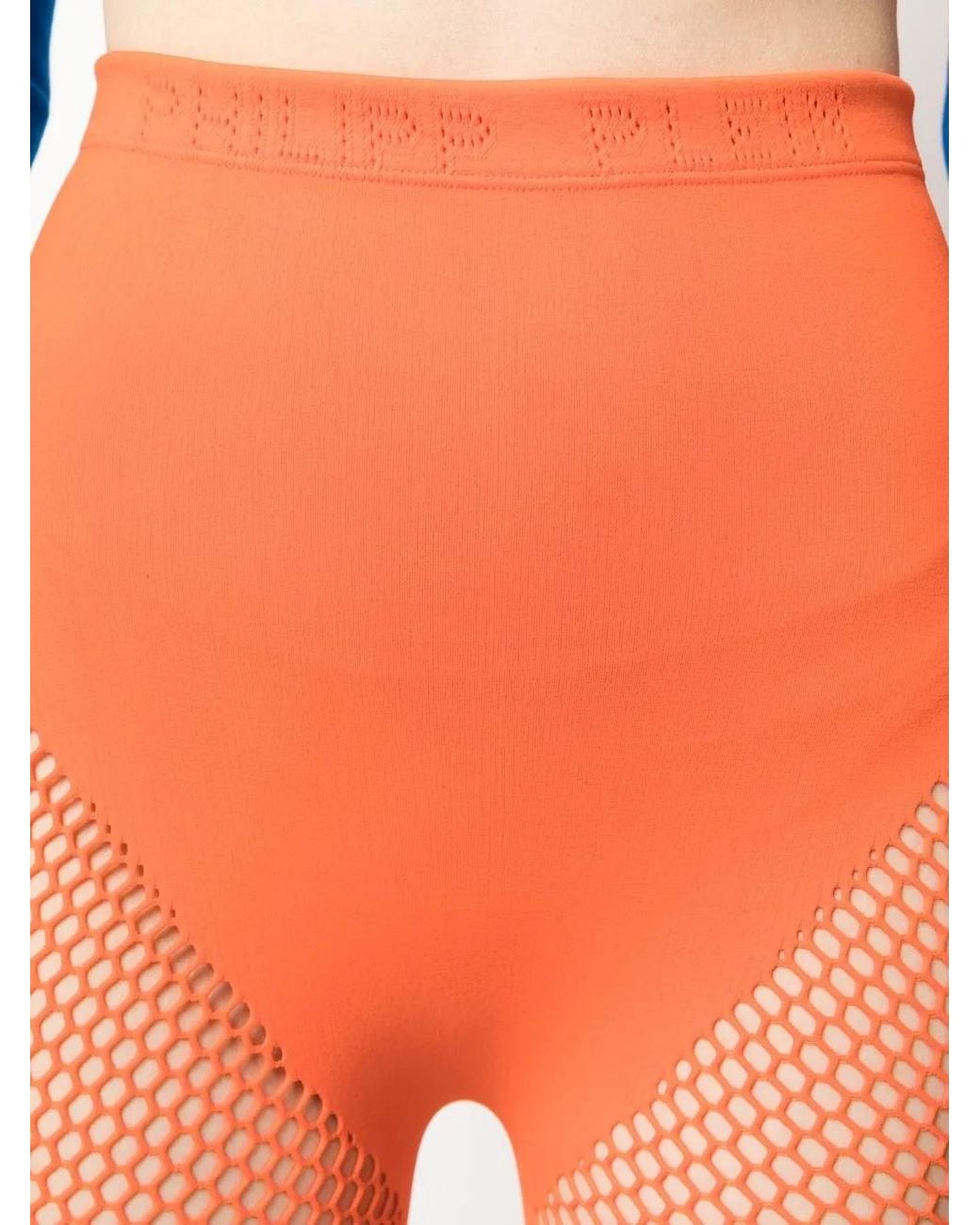 Philipp Plein Orange Legging En Maille Ajourée À Design Sans Coutures