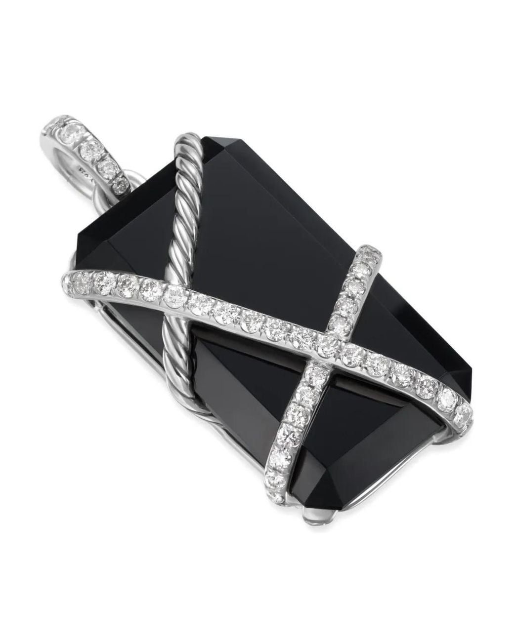 David Yurman White Sterling Cable Wrap Diamond Amulet (45Mm)