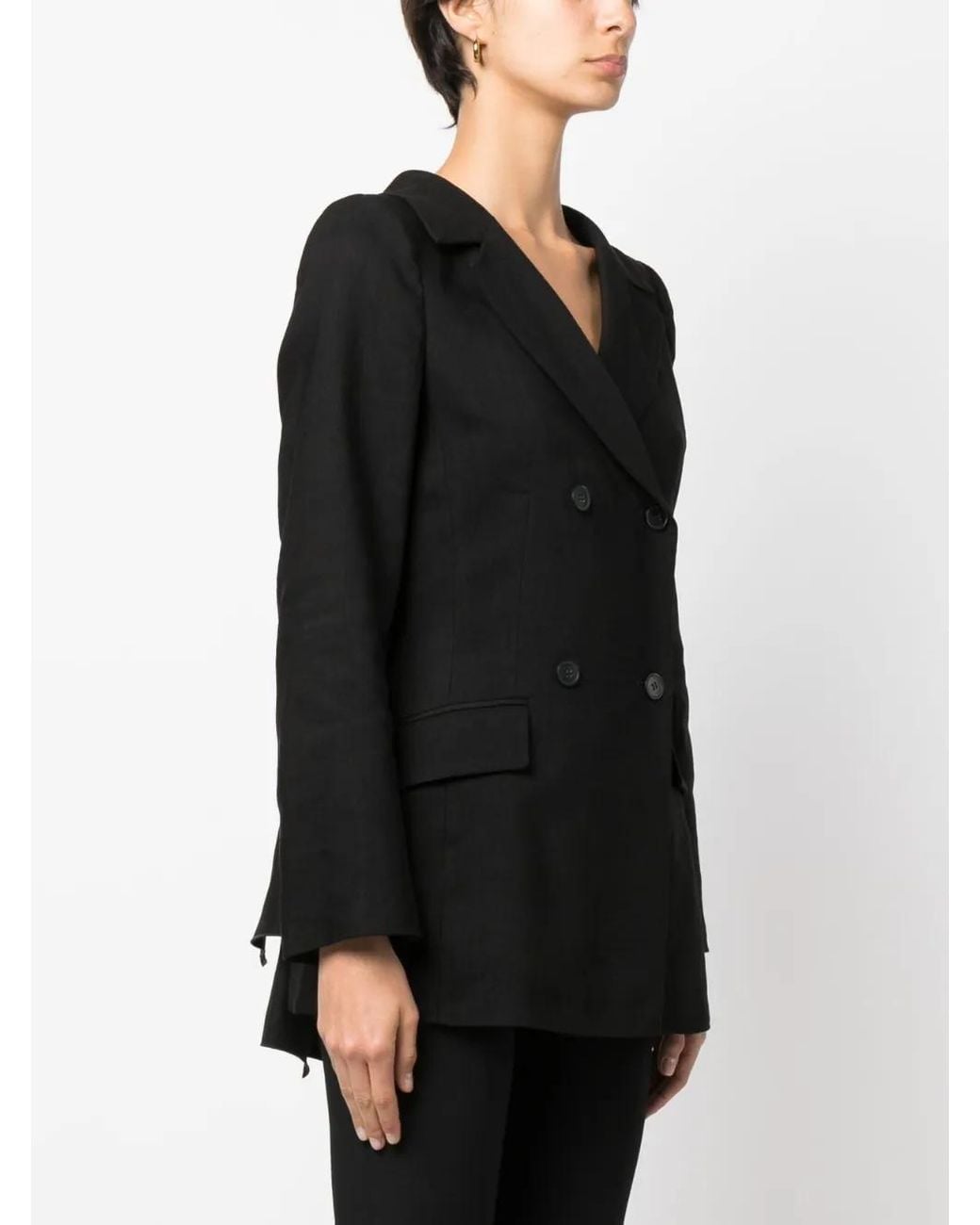 Alberta Ferretti Black Notched-Lapels Double-Breasted Blazer