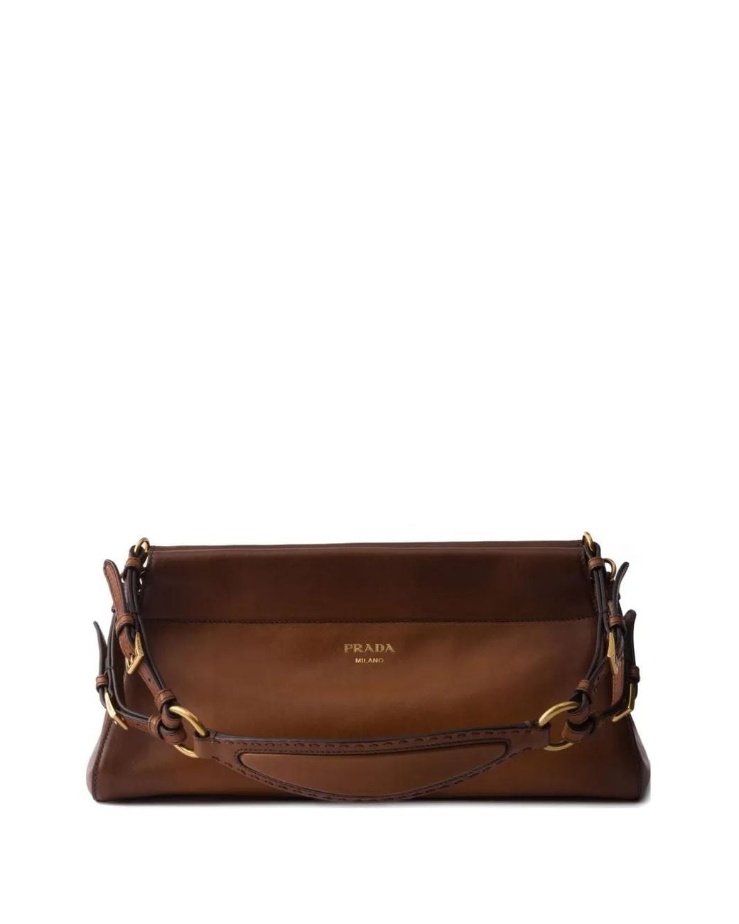 Prada Brown Medium Enchaine Leather Shoulder Bag
