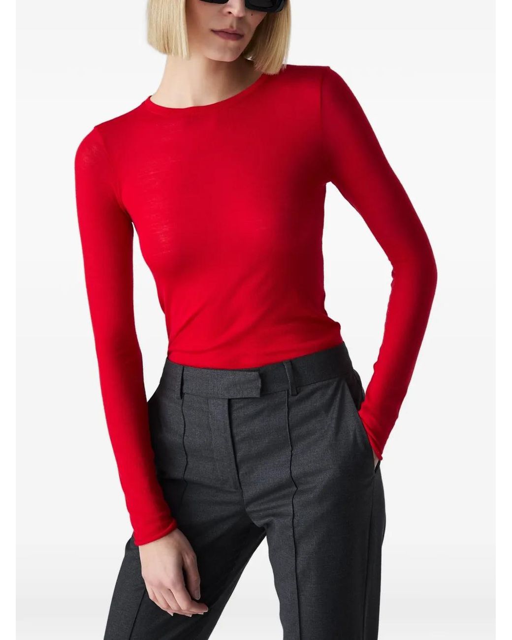 Vera Wang Red Lucy Long-Sleeve Sweater