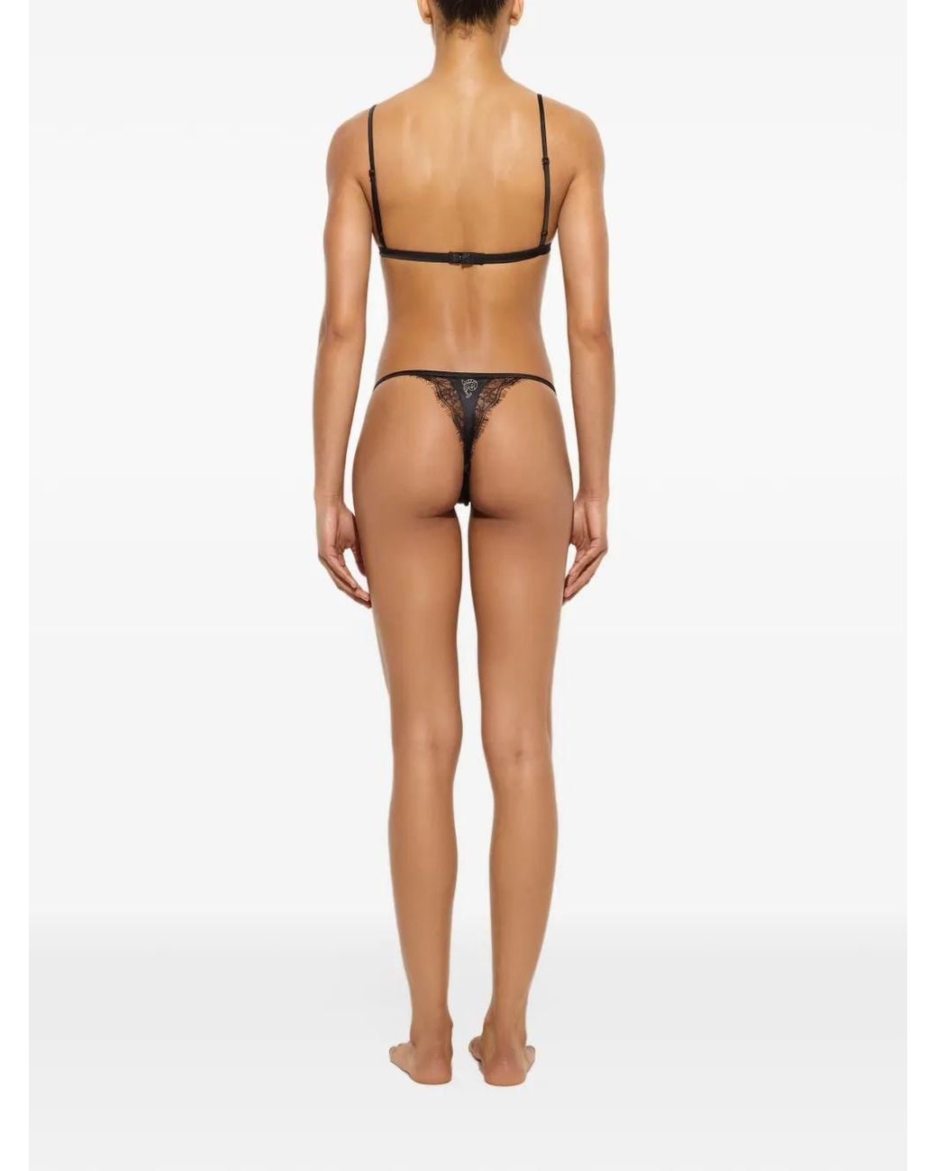 Emilio Pucci Black Silk Satin Thong