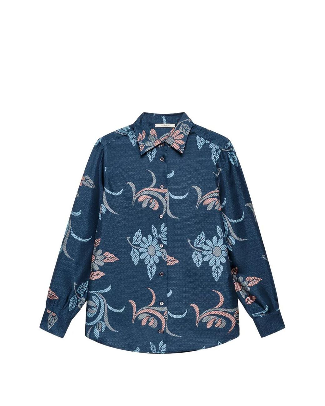 Maliparmi Blue Floral-Print Long-Sleeve Shirt