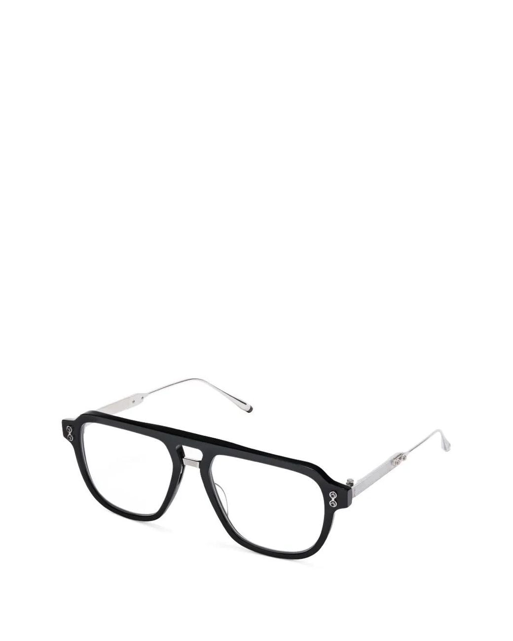 Akoni Black Argo Pilot-Frame Glasses for men