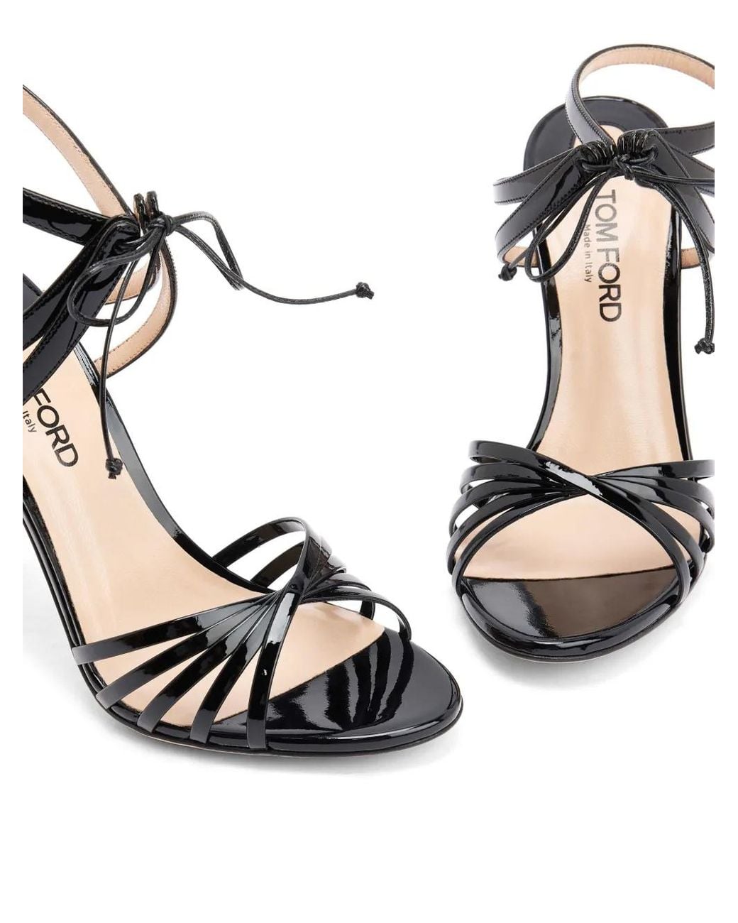 Tom Ford Black Glossy Sandals With Crisscross
