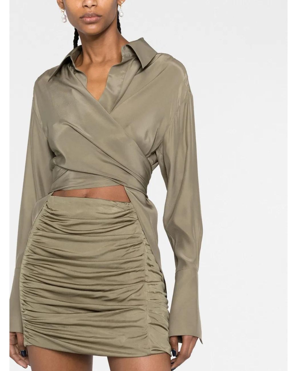 GAUGE81 Natural Ruched Mini Skirt
