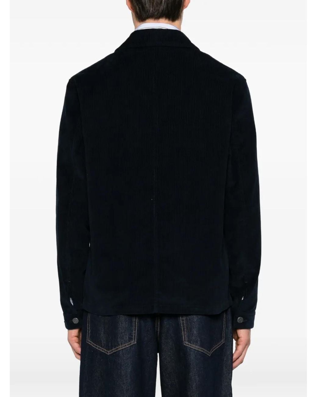 A.P.C. Black Surchemise Rodney En Velours Côtelé for men