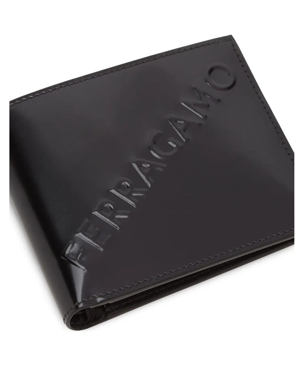 Ferragamo Black Logo Leather Wallet for men