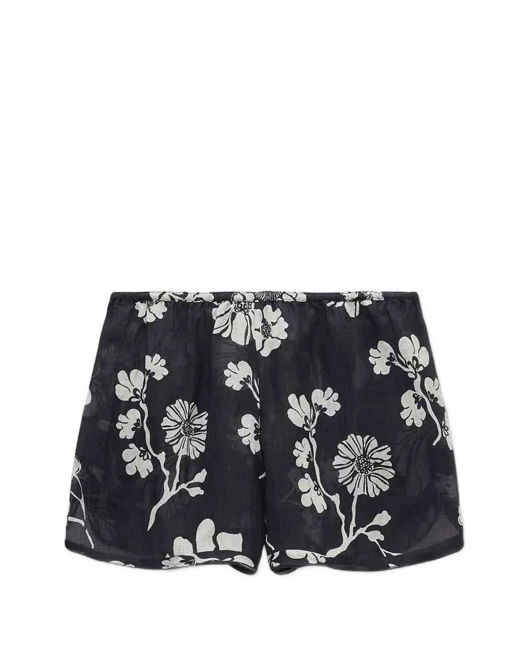 Dorothee Schumacher Black Floral-Print Drawstring Shorts