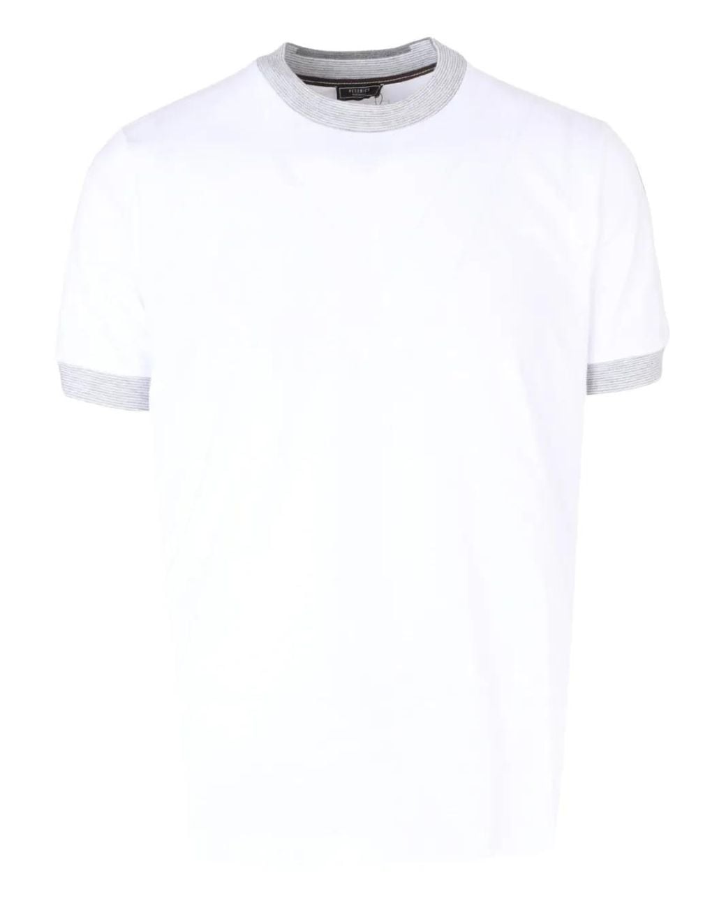 Peserico White Ribbed Trim T-Shirt for men