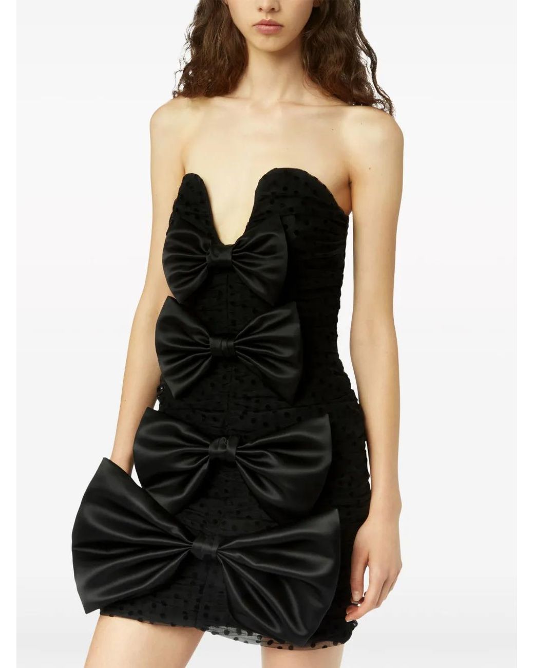 Nina Ricci Black Bow-Detail Bustier Minidress