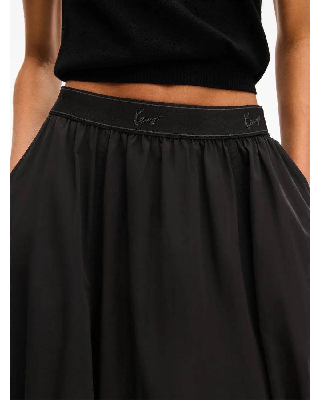 KENZO Black Jupe Signature À Taille Élastiquée