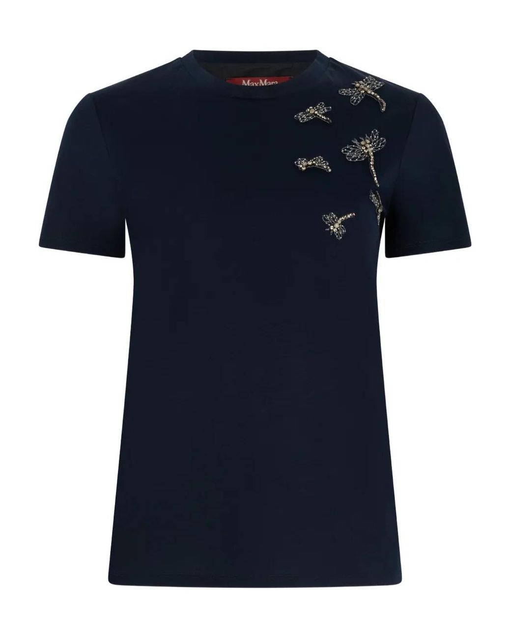Max Mara Blue Pontile Embellished T-Shirt