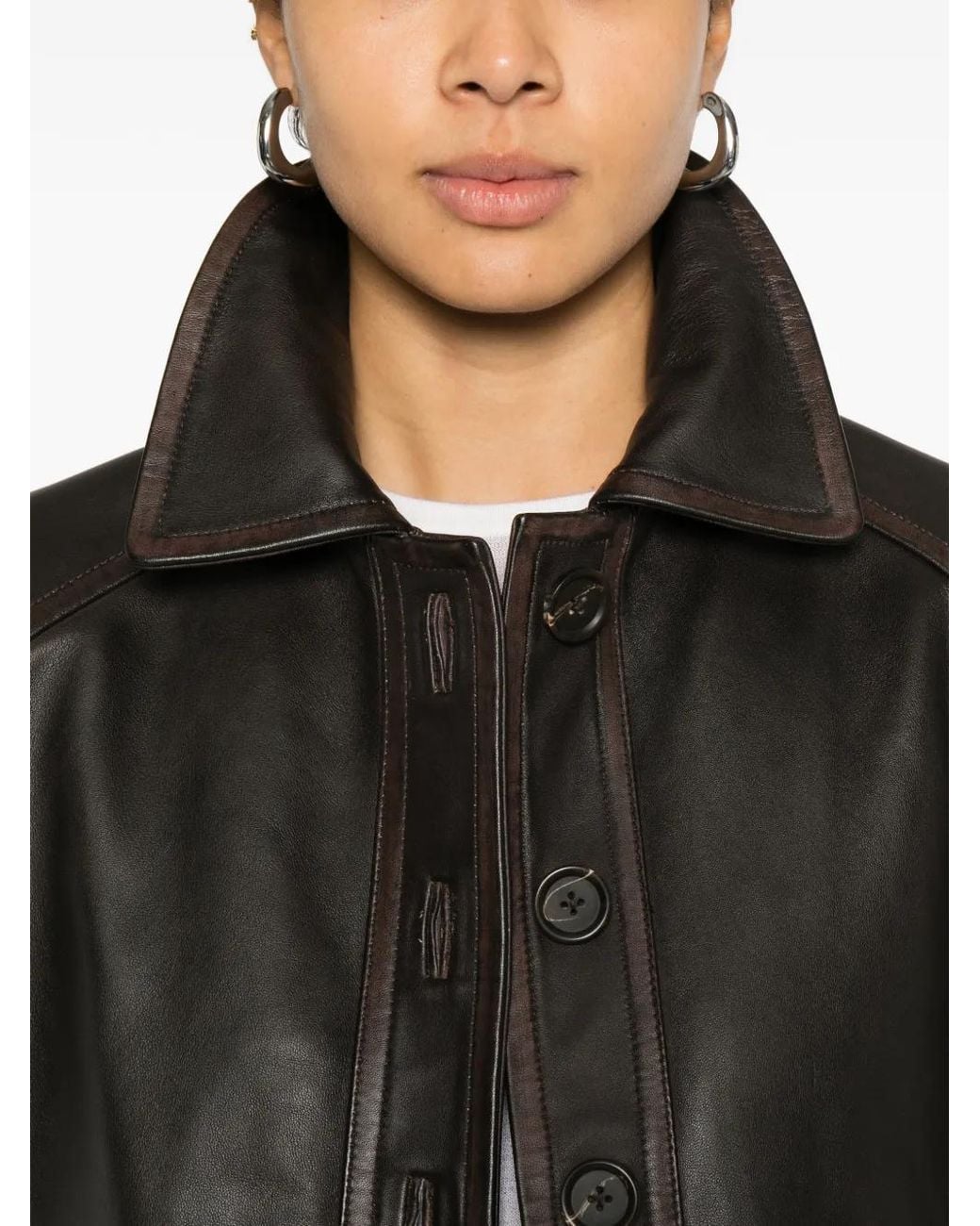 Chaqueta De Piel Con Botones Maje de color Gray