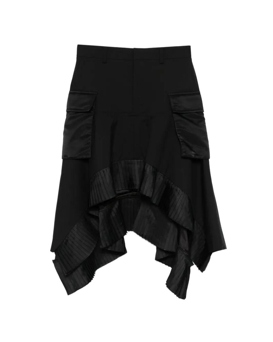 Sacai Black Cargo-Pocket Midi Skirt