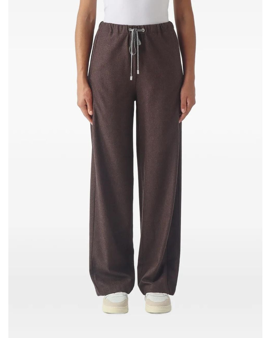 Gran Sasso Brown Drawstring Wide-Leg Trousers