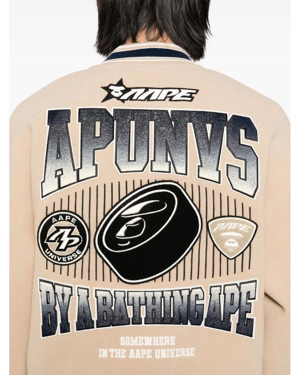 Aape By A Bathing Ape Natural Logo Varsity Jacket for men