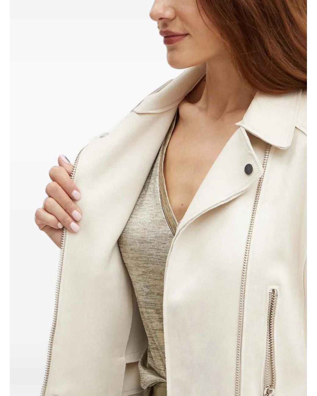 Morgan Natural Zip-Fastening Biker Jacket