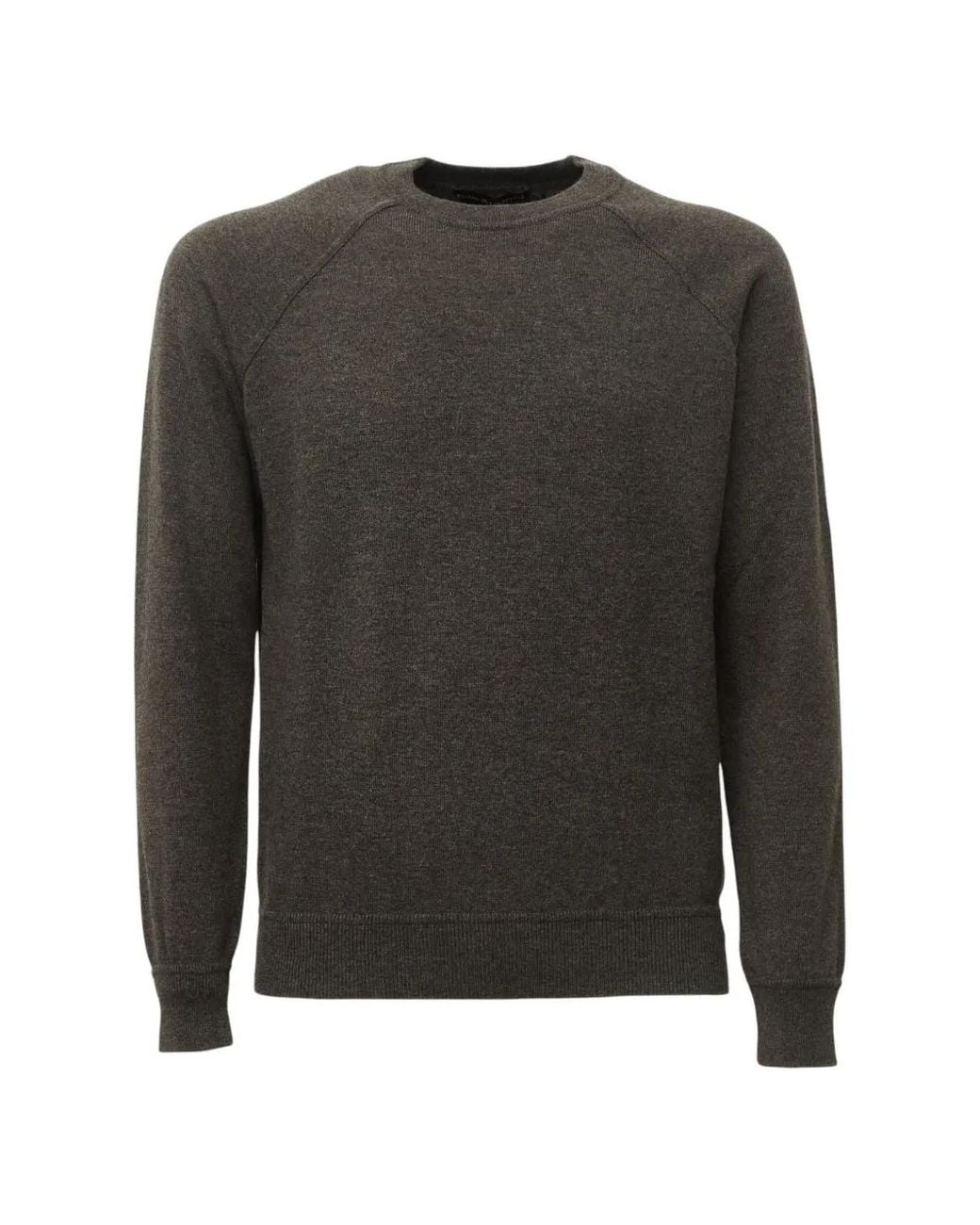 FILIPPO DE LAURENTIIS Gray Raglan-Sleeve Crew-Neck Fine-Knit Sweater for men