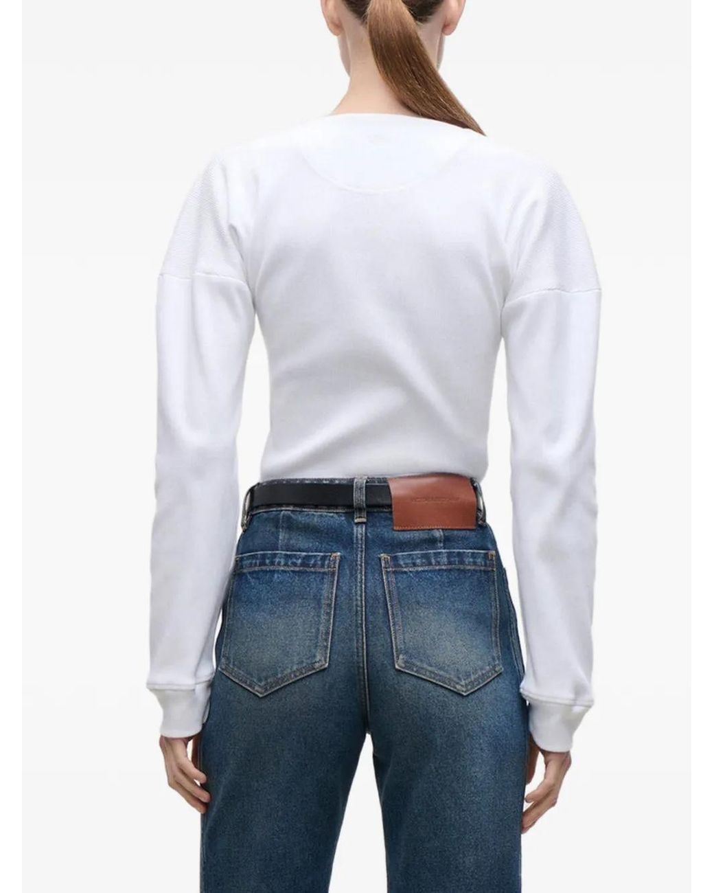 Victoria Beckham White Hazel Ribbed Sweatshirt