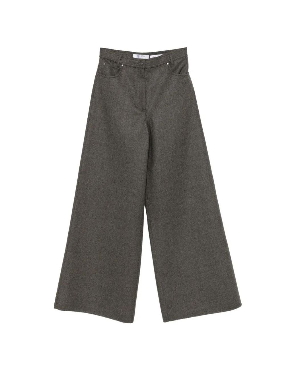 Max Mara Gray Mxsgennaio Wide-Leg Wool Trousers