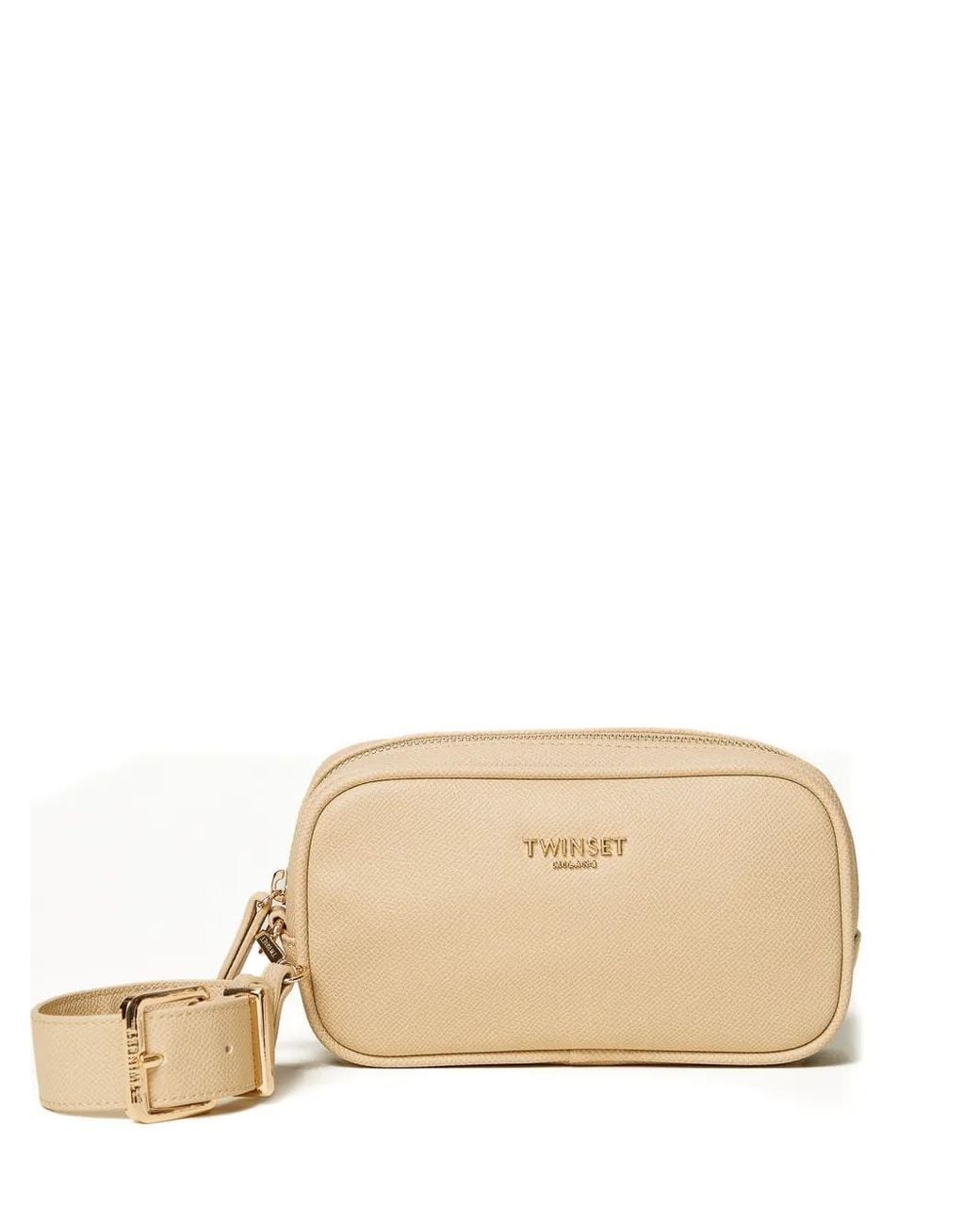 Twinset Natural Logo Lettering Wrist-Strap Clutch Bag