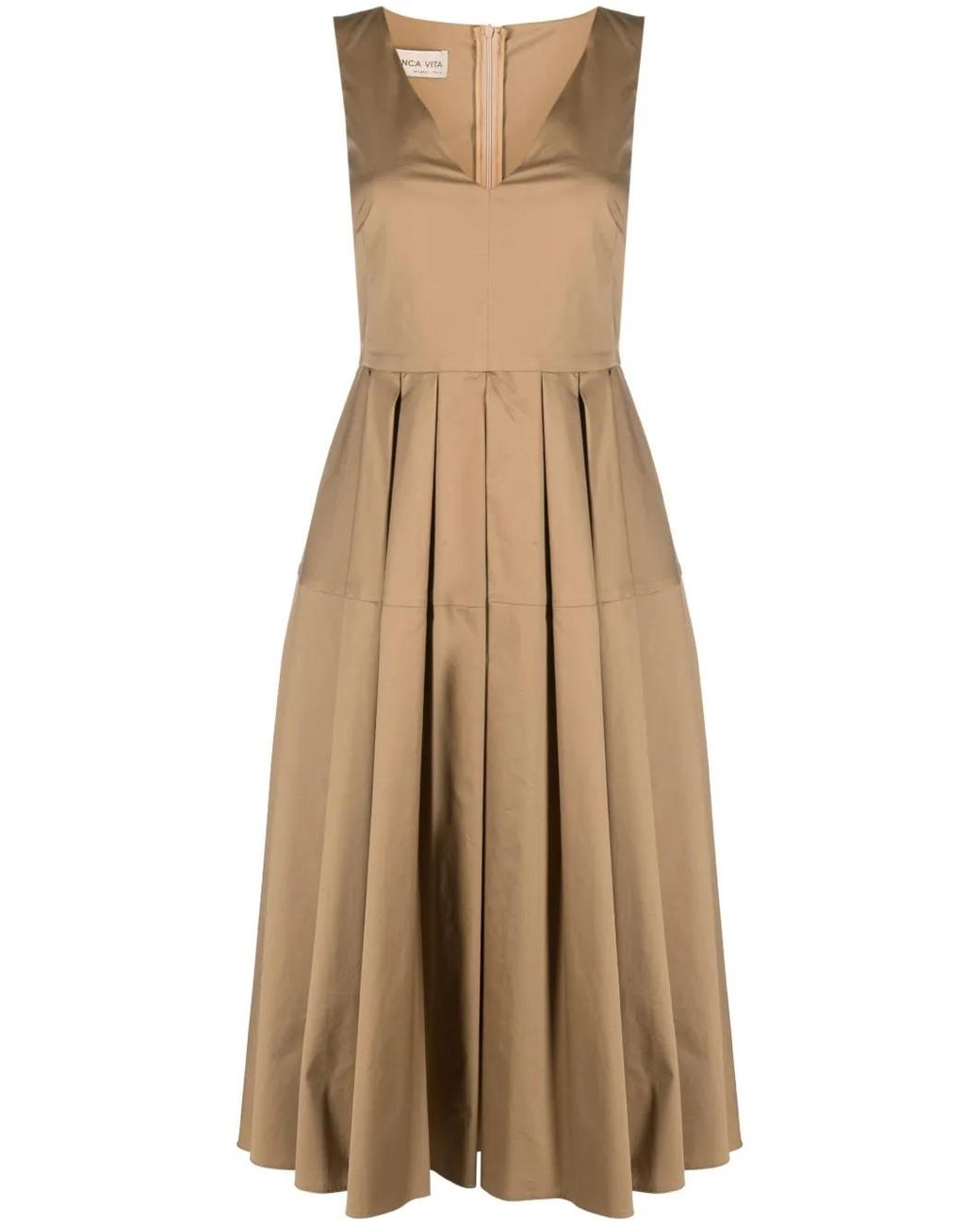 Blanca Vita Natural V-Neck Sleeveless Dress