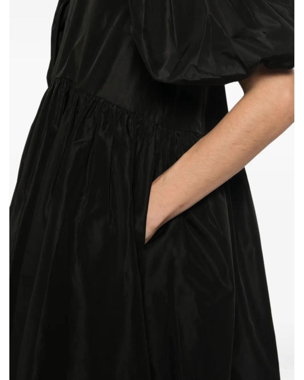 Simone Rocha Black Puff-Sleeve Petal-Collar Dress