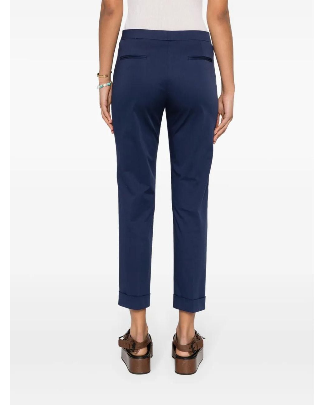 Etro Blue Stretch-Cotton Cropped Trousers