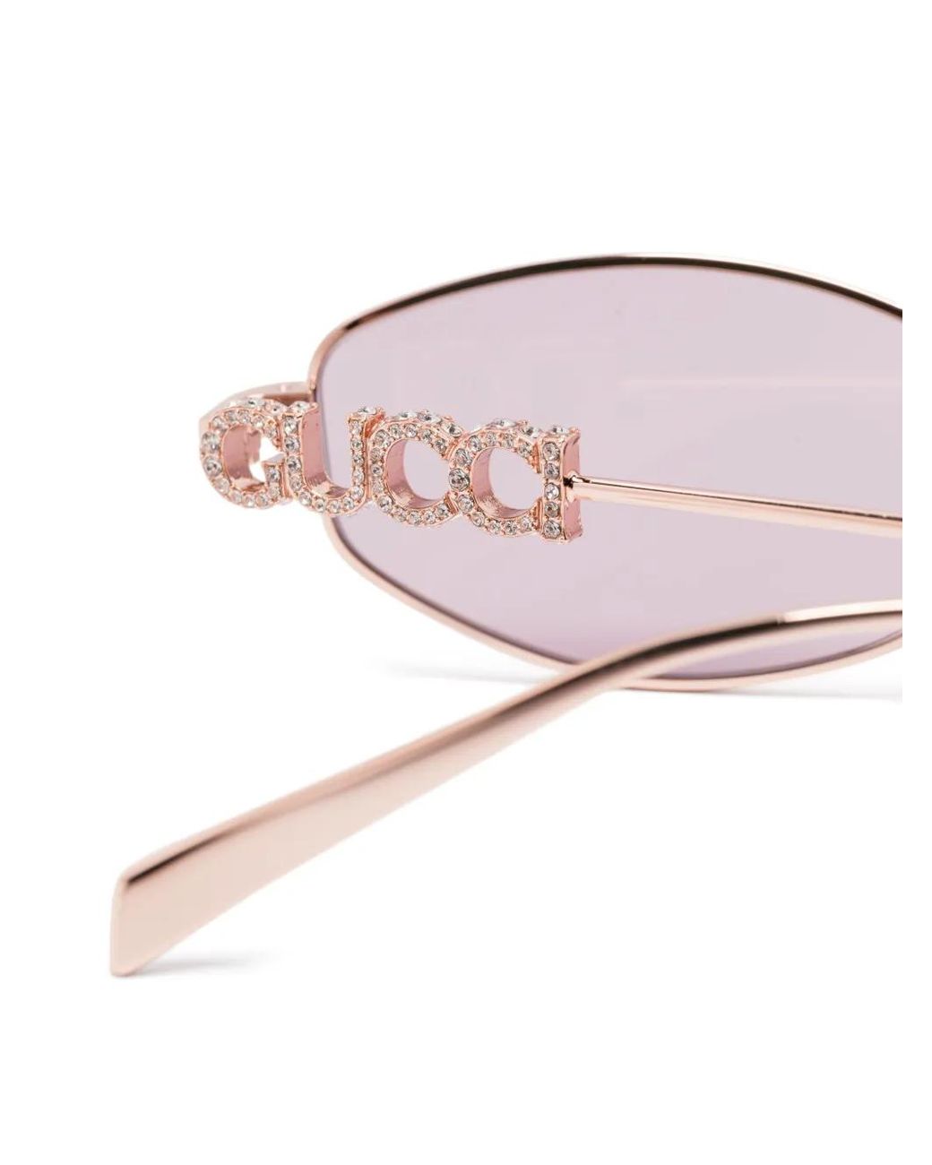 Gucci Pink Crystal-Embellished Geometric-Frame Sunglasses