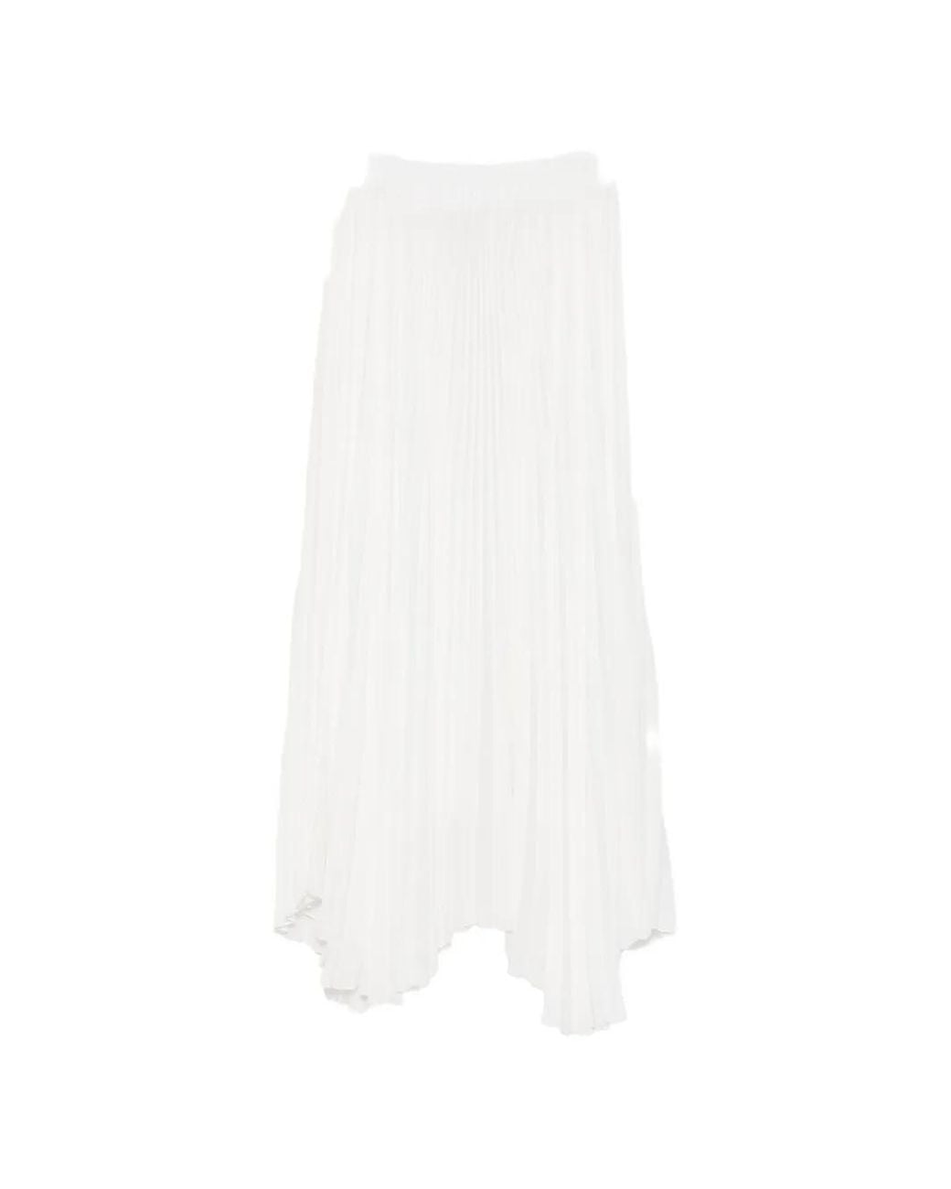Styland White Pleated A-Line Maxi Skirt
