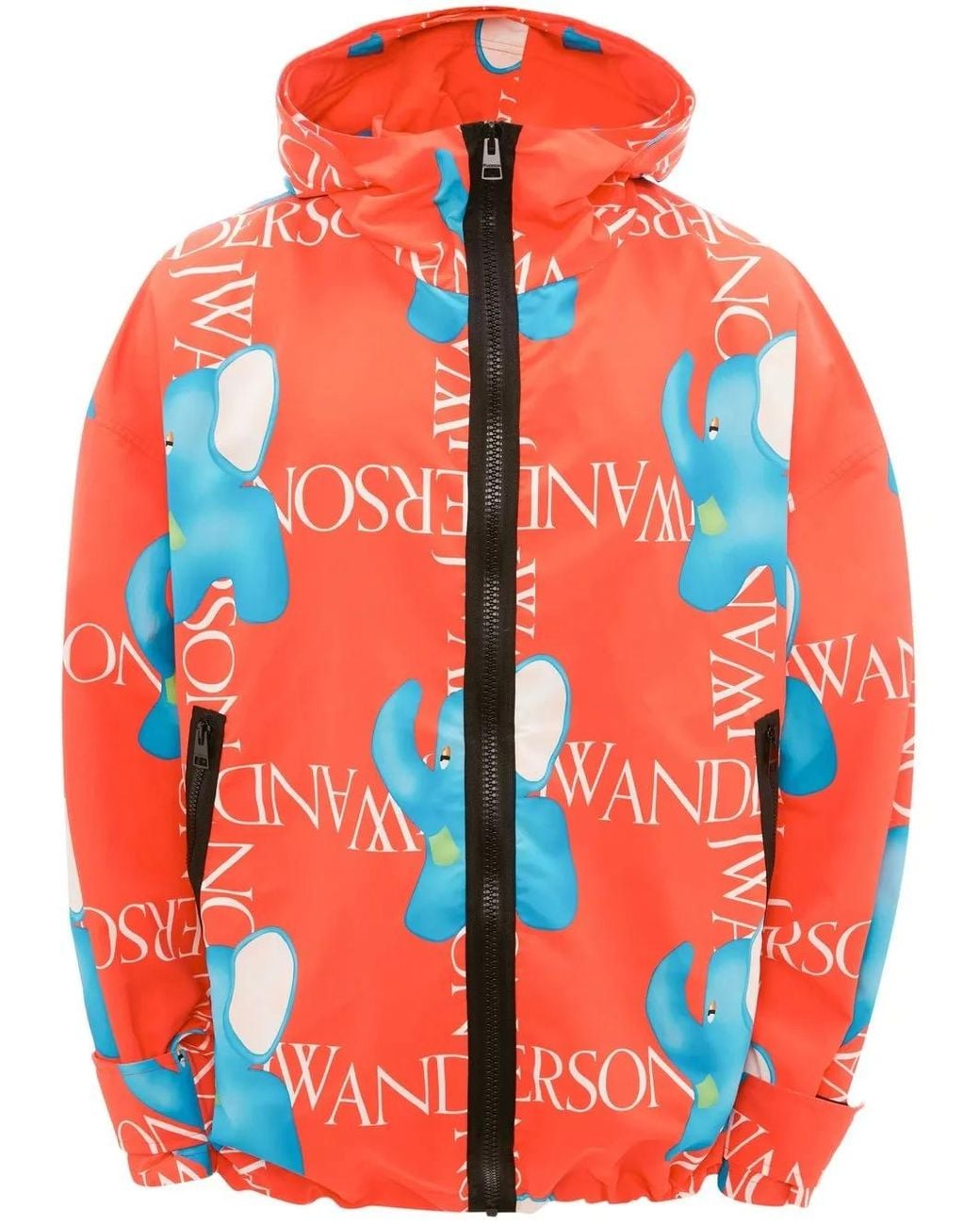 J.W. Anderson Red Elephant-Print Oversized Hooded Jacket