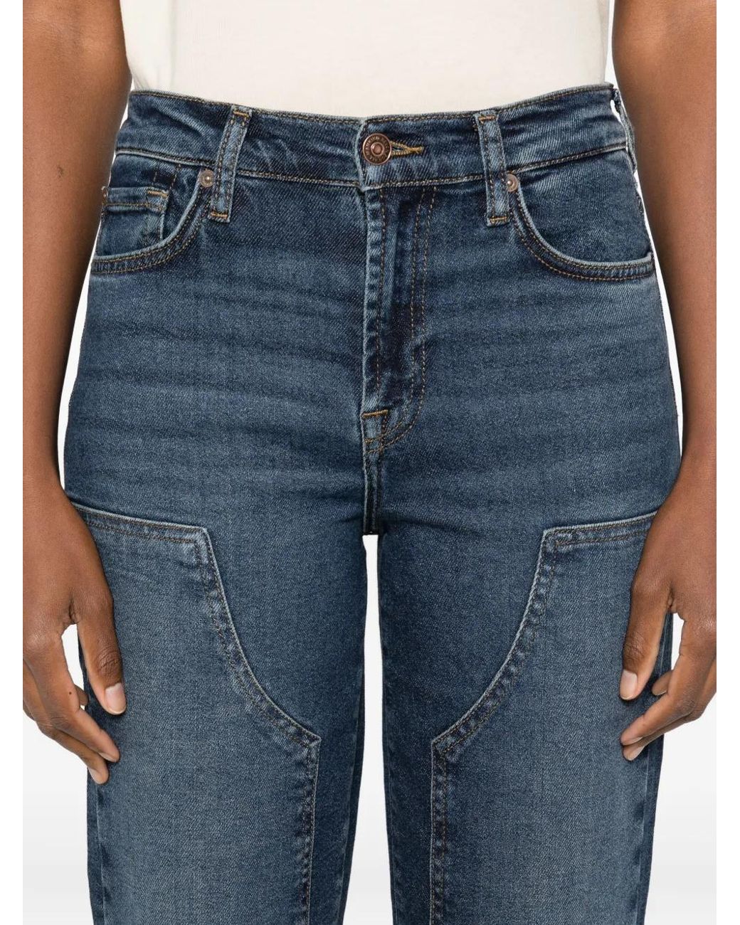 7 For All Mankind Blue Pocket-Detail Jeans