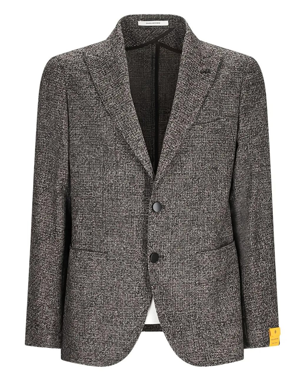 Tagliatore Black Textured Two-Button Jacket for men