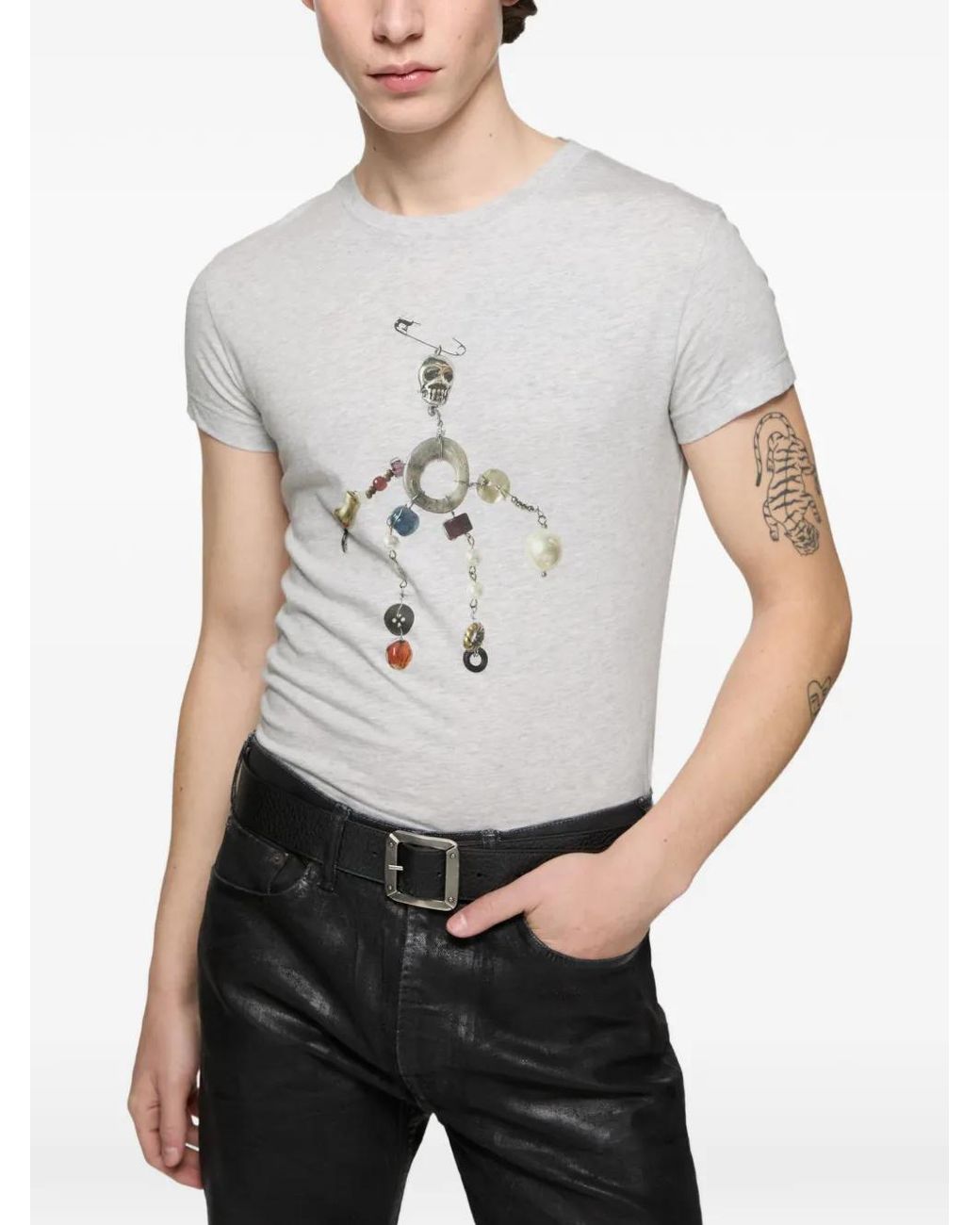 Acne White Fitted Graphic T-Shirt for men