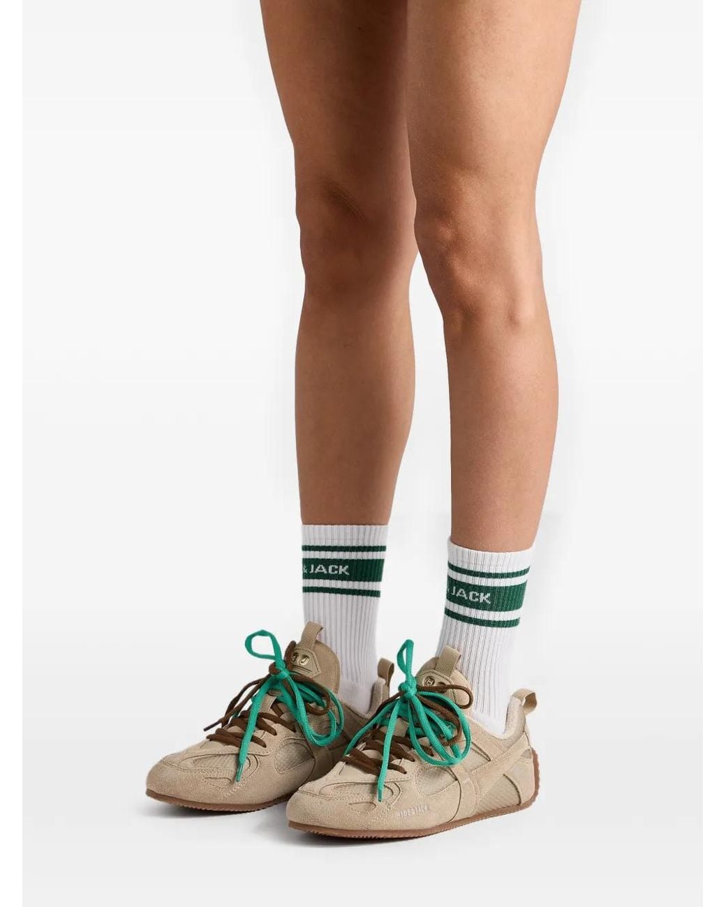 HIDE & JACK White Laced Panelled Sneakers