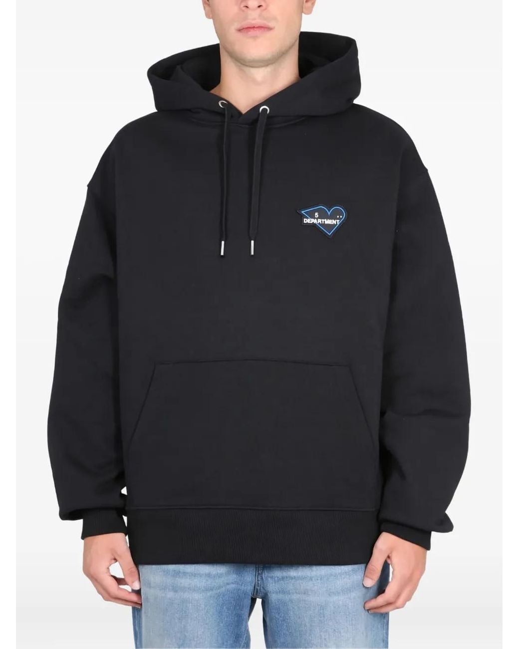 Department 5 Black Heart-Embroidered Cotton Hoodie for men